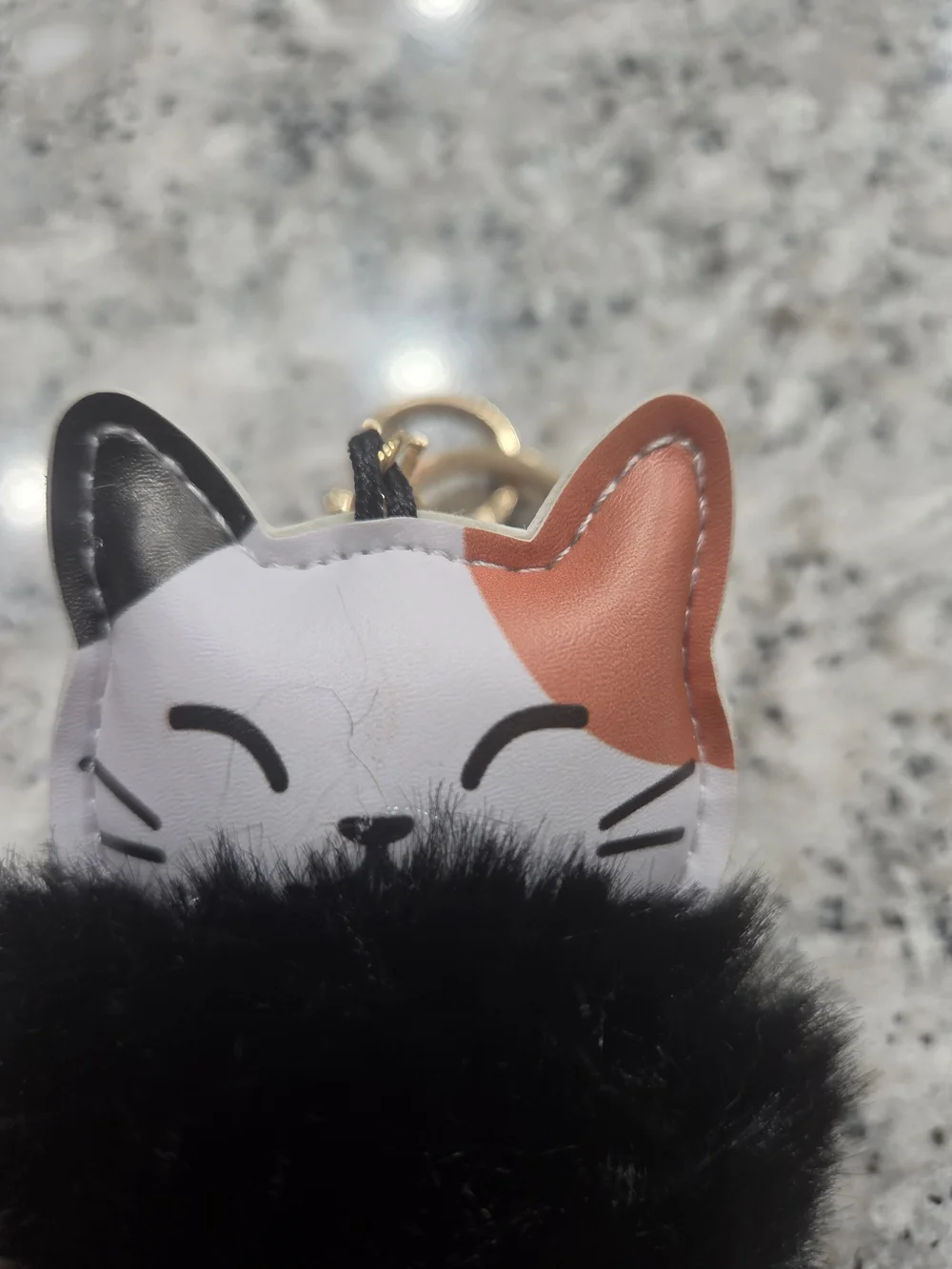 Plush Black Cat Pom Keychain - Cute Cat Accessory